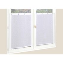 Paire de vitrages étamine aspect lin blanc 60x120cm