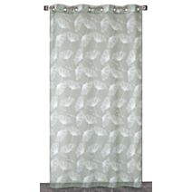 Voilage œillets étamine imprimée kaki 140x240cm