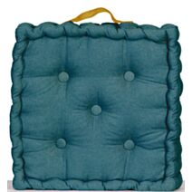 Coussin de sol carré 40x40cm bleu canard/moutarde