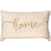 Coussin garni brodé home beige 30x50cm 
