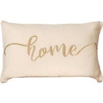 Coussin garni brodé home beige 30x50cm