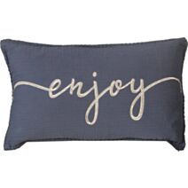 Coussin garni brodé enjoy bleu 30x50cm