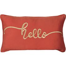 Coussin garni brodé hello terracota 30x50cm