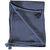 Plaid gaze de coton bleu 130x170cm
