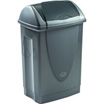Poubelle de cuisine Lift Top plastique gris métal 50L - MONDEX