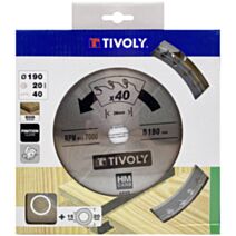 Lame 40 dents 190mmx20mm bois - TIVOLY