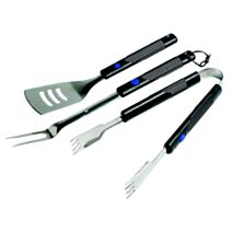 Set 3 Ustensiles barbecue ou plancha Inox Manche Extensible