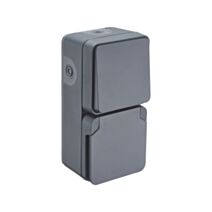 Prise 2P+T + va-et-vient étanche IP55 anthracite - DEBFLEX