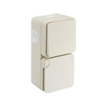 Prise de courant 2P+T + va-et-vient étanche Cyklone IP55  Verticale Sable - DEBFLEX