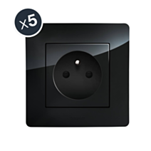 5 prises 2P+T Nora noir - DEBFLEX