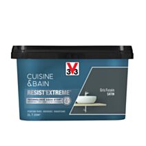 Peinture Cuisine et bain Resist'Extrême gris fusain satin 2L - V33