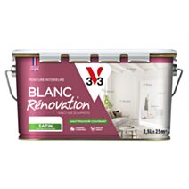 Peinture murs et plafonds blanc rénovation satin 2,5L - V33