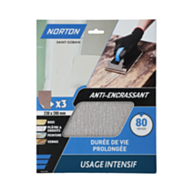 3 feuilles anti-encrassantes 230x280mm grain 80 - NORTON