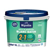 Peinture Murs & Plafonds avec Sous-Couche Intégrée blanc satin 10L - RIPOLIN