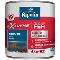 Peinture Extrême fer 0,25L brillant bleu océan RIPOLIN