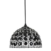 Suspension forme dome D24 en métal et perles noir