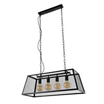 Suspension 4 Lumières Stock Métal Noir Mat 78cm 40W - COREP