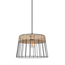 Suspension Métal et Rotin Indah Noir Mat Ø35cm E27 60W - COREP