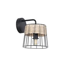 Applique LED Indah métal/rotin noir mat h.19cm 15W - COREP