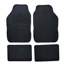 4 tapis moquette universels Sun noir, bordé gris - XLPT