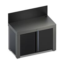 Meuble Plancha Félix Fermé Acier Galvanisé Gris Taupe 115x120x62cm - ENO