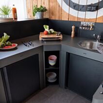 Meuble d'angle pour cuisine extérieure Modulo 80cm Gris Cargo - ENO