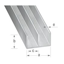 Profilé double U alu brut 10 x 16 x 10 x 1,3 mm int.6 2m - CQFD