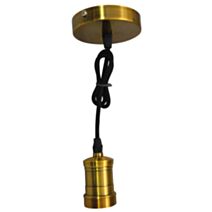 Suspension métal finition bronze fil tissu noir E27 - TIBELEC