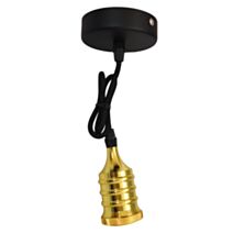 Suspension métal finition laiton fil tissu noir - TIBELEC