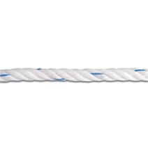 Corde torsadée blanche fil bleu (vendu au mètre) - CHAPUIS