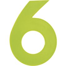 Chiffre "6" PVC adhésif jaune hauteur 8 cm