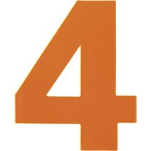 Chiffre "4" PVC adhésif orange hauteur 8 cm