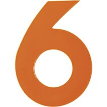 Chiffre "6" PVC adhésif orange hauteur 8 cm