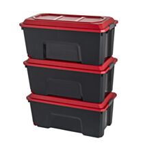 3 malles de rangement Polypropylène 76x39x34cm Rouge - SUNDIS