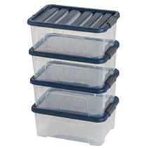 4 boîtes de rangement Wave Box couvercle bleu - SUNDIS