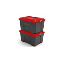 2 malles de rangement Locker 100L gris à roulettes 72,3x47,5x40,6cm - SUNDIS