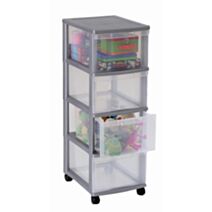 Tour de rangement Optimo 4 tiroirs argent - SUNDIS 