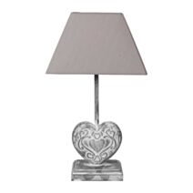 Lampe céramique Base Rectangulaire Cœur Grise 45x25x15cm 220V 40W