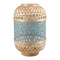 Lampe céramique Lanterne Métal Bambou Minh Verte 38,5x24x24cm 220V 40W