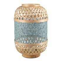 Lampe céramique Lanterne Métal Bambou Minh Verte 38,5x24x24cm 220V 40W
