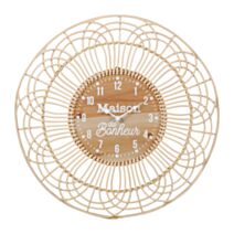 Horloge rotin Bistrot Ø50 cm nature - OSTARIA