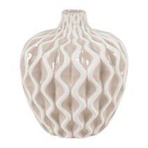 Vase en céramique avec reliefs vagues sable D15 x H18,5 cm - OSTARIA