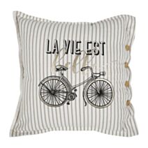 Coussin décoratif Vélo 45x45cm blanc rayé - OSTARIA