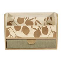 Rangement de bureau Feuilles 22 x 9,5 x 15 cm bois/tissu - OSTARIA 