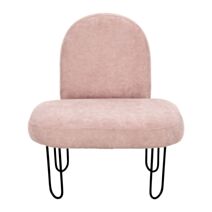 Fauteuil Velours Rose Augustin 50x47x42cm