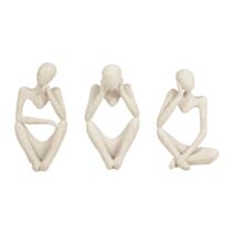 Set de 3 statues contemporaines Dolo résine blanc cassé - OSTARIA