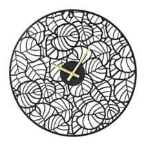 Horloge Calathea ajourée Ø40 cm métal noir - OSTARIA