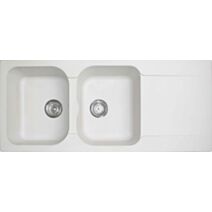 Évier composite Stik 2 cuves, évier et vidage blanc