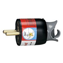 Fiche mâle 16A 2 pôles + terre avec orientation du câble à 3