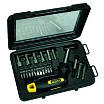 Tournevis porte-embouts pistolet articulé à cliquet - Coffret 25 pcs